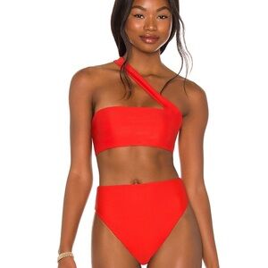 Jade Swim One Shoulder Halo Bikini Top // XS